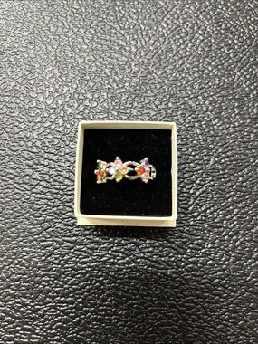 Multicolor Floral 925 Sterling Silver Ring  Size 8.5